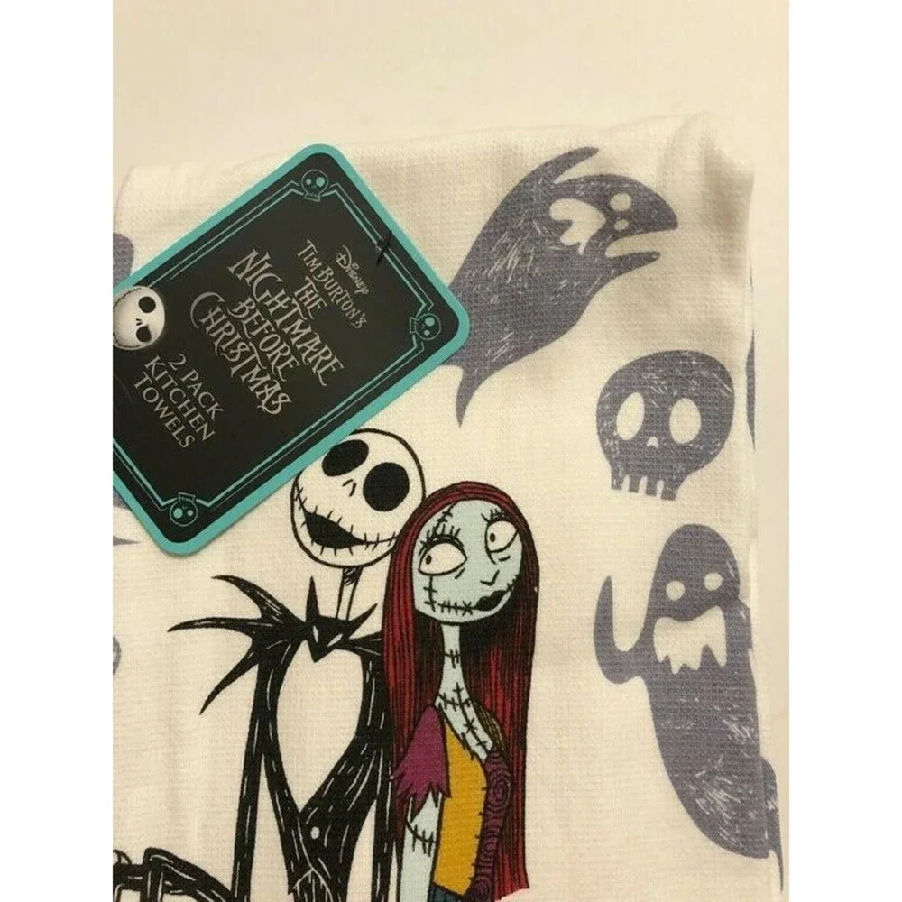 Halloween Disney Jack & Sally Dish Towels Nightmare Before Christmas Set of 2